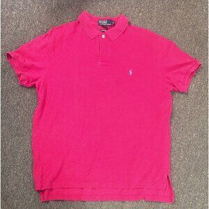 Polo Ralph Lauren Polo Shirt Mens XL Custom Fit Magenta Pink Blue Pony Cotton